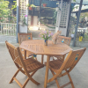 Set bàn ghế gỗ xếp lục giác ngoài trời 