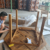Set bàn ghế gỗ xếp lục giác ngoài trời 