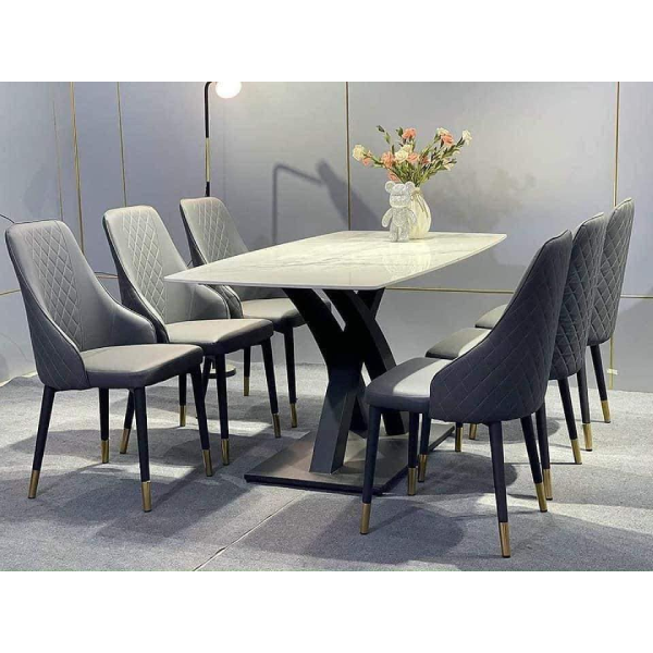 Bàn Ăn Mặt Đá Ceramic & Ghế Sheraton Trám 1m6