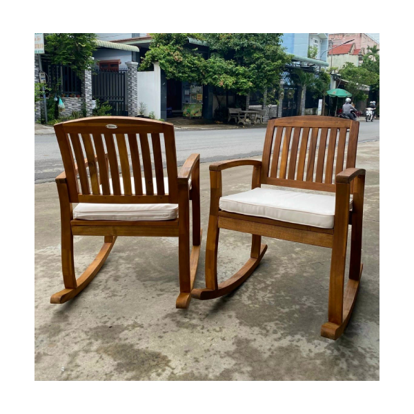 Ghế Gỗ Bập Bênh Lắc Lư Hàng Xuất Kèm Đệm