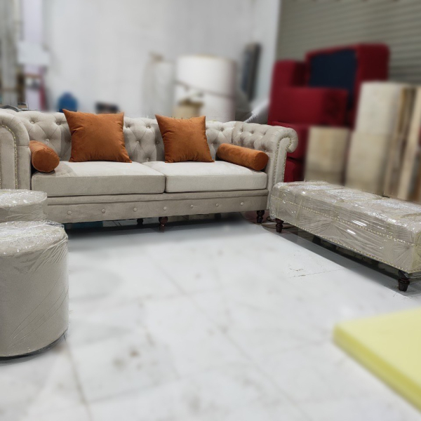 Sofa Nhung Cổ Điển Khung Gỗ Sồi