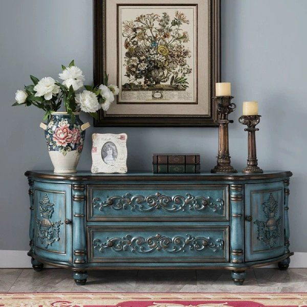 Tủ Gỗ Cổ Điển Xà Cừ Mix Verneer Cherry Vẽ Tay Siêu Cao Cấp