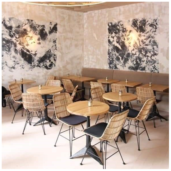 Ghế Mây Cafe Khung Chân Sắt